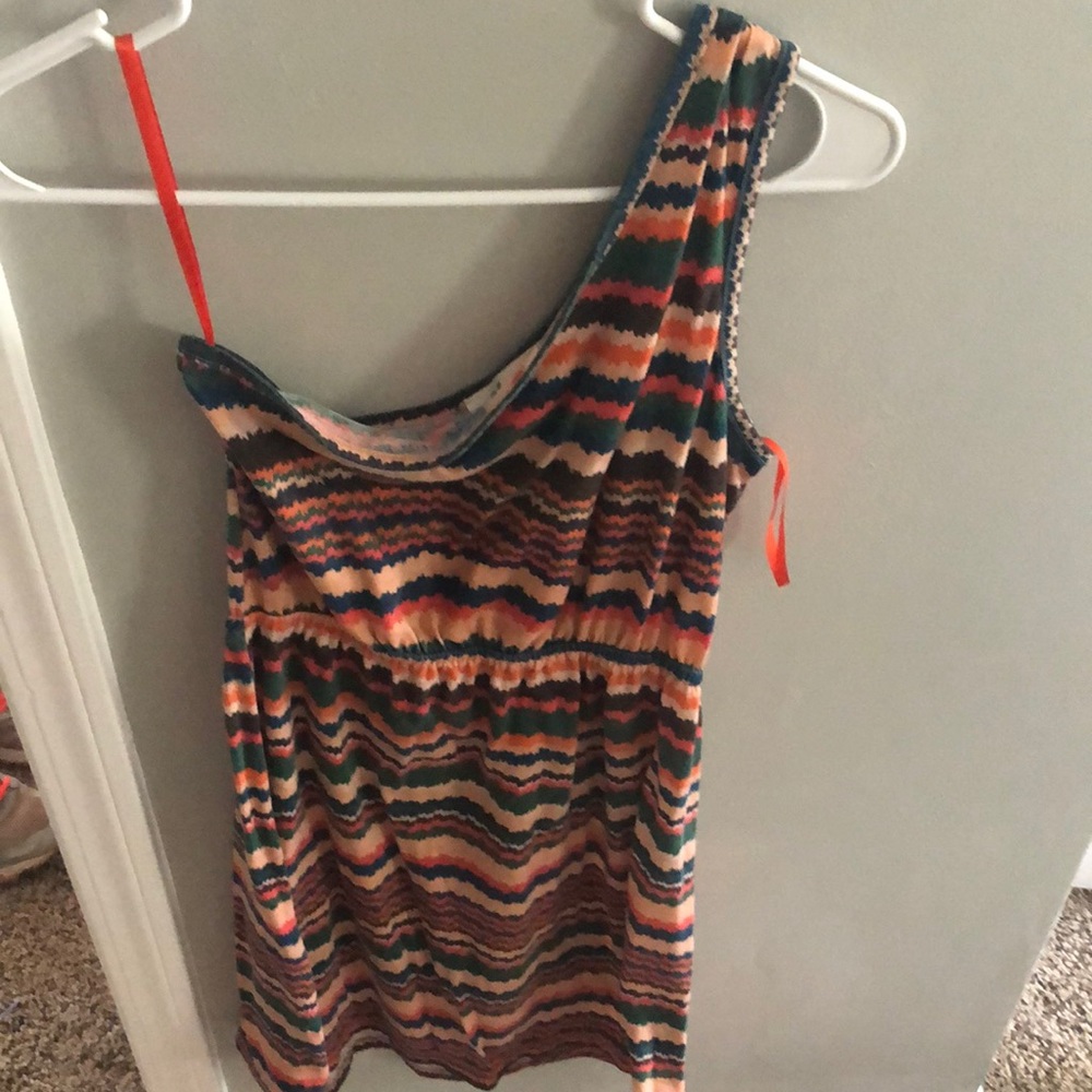 Striped one shoulder dress